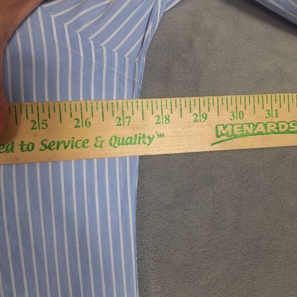 David Donahue Shirt Mens 18-34/35 Blue White Striped Button Up long sleeve - Picture 5 of 6